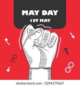 May Day Card Design for celebrating international labor day on 1st may 