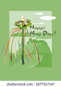  May Day Celebration In England, Bank Holiday In May.Vector Illustration.