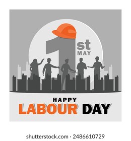 May day. Celebration of International Labor Day. Labor Day concept. Flat vector illustration.