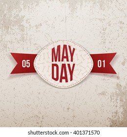 May Day realistic Holiday Banner with Ribbon