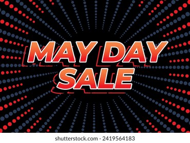 May day sale. Text effect design in 3D look effect with eye catching colors