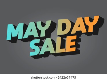 May day sale. Text effect design in 3D look effect with eye catching colors