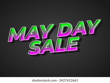 May day sale. Text effect design in 3D look effect with eye catching colors