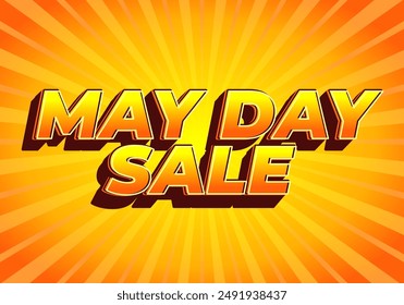 May day sale. Text effect design in 3D look effect with eye catching colors