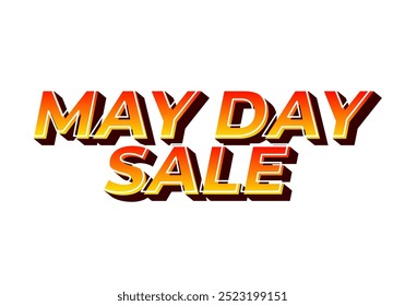 May day sale. Text effect design in 3D look effect with eye catching colors