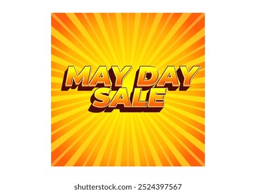 May day sale. Text effect design in 3D look effect with eye catching colors