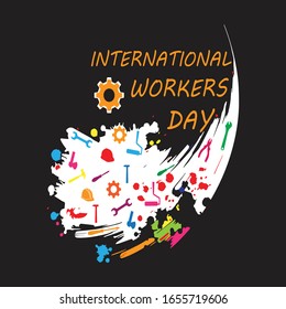 May day t-shirt design concept with -labor tools and vector.