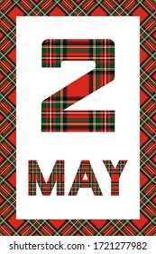 May days calendar sheets using classic tartan, frame and numbers