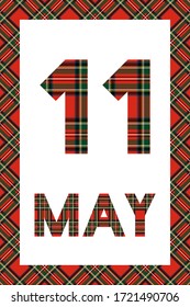 May days calendar sheets using classic tartan, frame and numbers