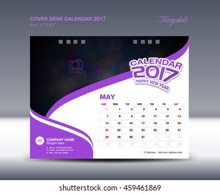 MAY Desk Calendar 2017 Template flyer design vector