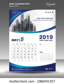 MAY Desk Calendar 2019 Template flyer design vector