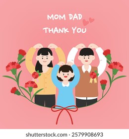 May Family Month Character Illustration