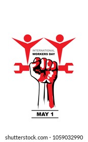 May first International Workers Day. International Workers Day with creative Vector illustration on white  background.
