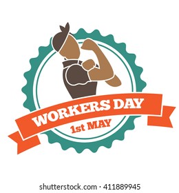 May first workers day stamp EPS 10 vector