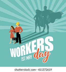 May First Workers Day Superhero Design EPS 10 Vector