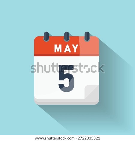 May five calendar icon day fifth schedule reminder event planning notification appointment vector graphic