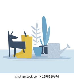 May - Flat Illustration Of The Month - Piece Of A Calendar