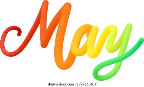 May fluid text with dynamic curved lines made of blended colorful circles. Vector illustration.