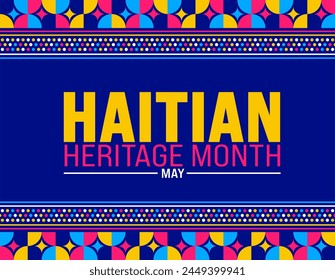 Mai ist Haitian Heritage Month Hintergrund Vorlage. Festliche Musik-Konzept. Verwenden Sie, um Hintergrund-, Banner-, Plakat-, Karten- und Poster-Design-Vorlage mit Textinschrift und Standardfarbe zu verwenden. Vektorillustration.