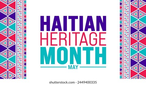 Mai ist Haitian Heritage Month Hintergrund Vorlage. Festliche Musik-Konzept. Verwenden Sie, um Hintergrund-, Banner-, Plakat-, Karten- und Poster-Design-Vorlage mit Textinschrift und Standardfarbe zu verwenden. Vektorillustration.