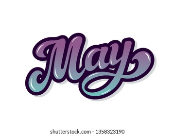 May. Hand drawn lettering. Vector illustration