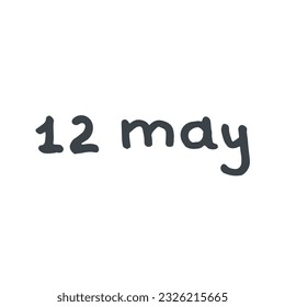 May Handwriting days of calendar black and white script