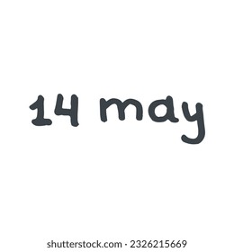May Handwriting days of calendar black and white script