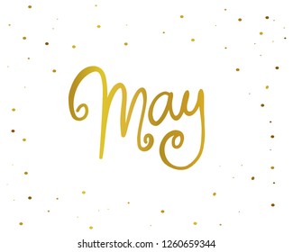 May handwriting lettering gold color vector illustration