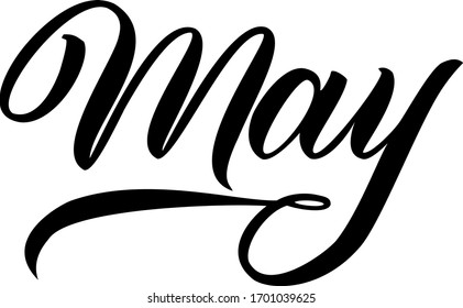 Mayo. Mes escrito a mano de la primavera. Leer en estilo de pluma de brocha. 