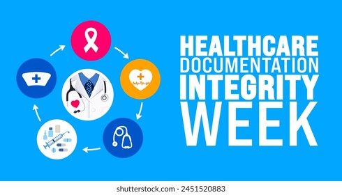 Plantilla de antecedentes de la Semana de Integridad de Mayo Healthcare Documentation. concepto de Festiva. se utiliza para la Plantilla de fondo, Anuncio, cartel, tarjeta y diseño de póster con inscripción de texto y color estándar. Vector