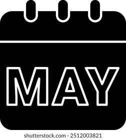 May Icon or Illustration for Spring-Themed Calendar Designs, Highlighting Monthly Planning, Event Scheduling, and Seasonal Reminders for May