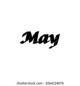May icon. Written name of the month with different elements relating to the month icon.  Premium quality graphic design icon. One of the collection icons for websites on white background