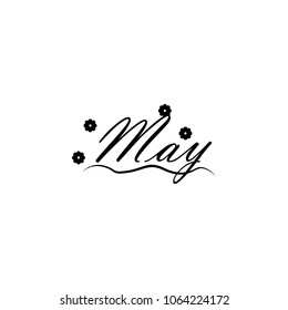 May icon. Written name of the month with different elements relating to the month icon.  Premium quality graphic design icon. One of the collection icons for websites on white background