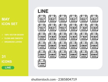 MAY Icons with White Background Free Vector