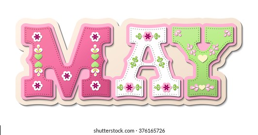 May, illustrated name of calendar month, illustration