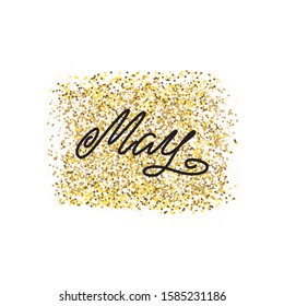 
May. Illustration of handwritten winter month name on golden background. Can be used for calendar, invitation or t-shirt print. Vector 8 EPS.