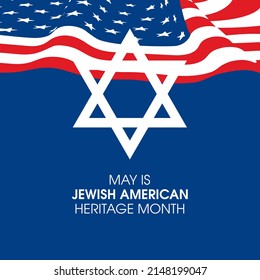 May is Jewish American Heritage Month vector. Star of David and American flag vector. Recognition and celebration of American Jews'. Important day