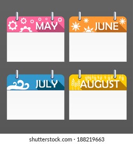May, June, July, August calendar set