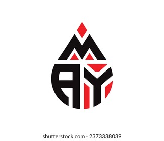 MAYO letra el diseño del logotipo de la forma de gota de agua. PUEDE dejar caer el logo diseño simple.
