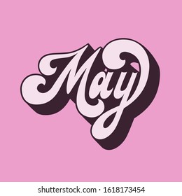 May. Lettering. Volumetric letters. Hand made inscription. Vector.