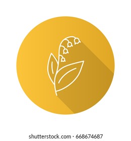 May lily flat linear long shadow icon. Lily of the valley. Vector outline symbol