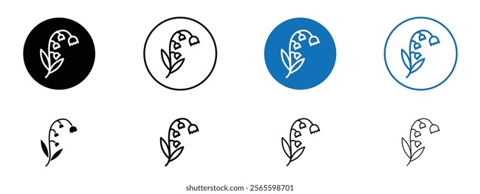 May lily icons in black and blue colors