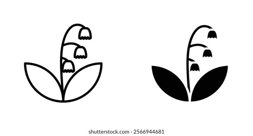 May lily icons. black and white vector set.