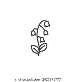 May Lily Vector Line Icon Illustration.