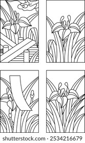 May line drawing hanafuda icon set