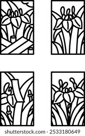 May line drawing mini hanafuda icon set