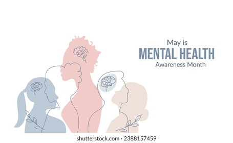 Mai ist Mental Health Awareness Month . Mental Health Awareness Monat .Vektorgrafik.