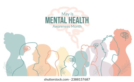 May is Mental Health Awareness Month . Mental Health Awareness Month .Vector illustration.