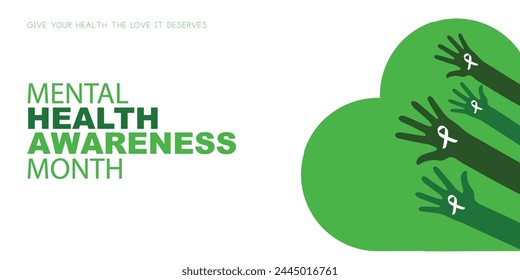 May is Mental Health Awareness Month banner. Mental Health Awareness an annual campaign highlighting awareness of mental health. Vector design illustration.