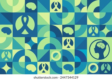 May is Mental Health Awareness Month. Seamless geometric pattern. Template for background, banner, card, poster. Vector EPS10 illustration